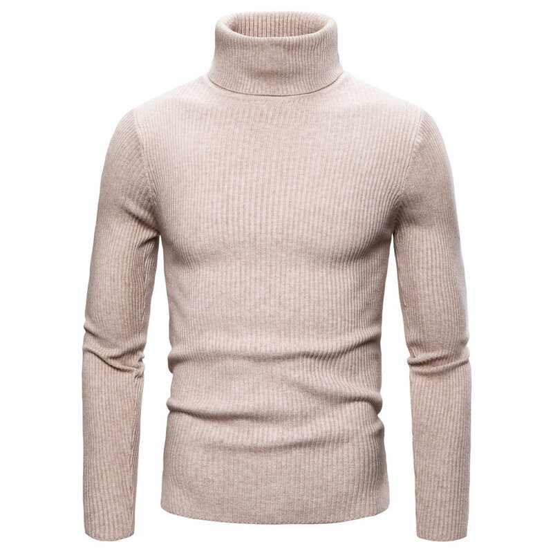 2023 осенне-зимний мужской свитер с высоким воротником, Модный облегающий вязаный пуловер, мужской однотонный Повседневный пуловер, свитера для мужчин