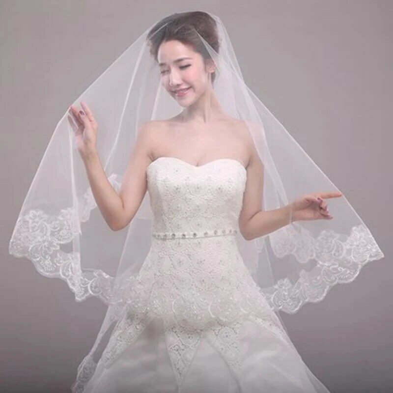 Soft Tulle Wedding Veil, sem acessórios pente, Lace Bridal Veil, mais barato