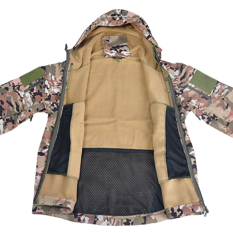HAN WILD-Casacos impermeáveis de caça ao velo para homens, jaqueta tática militar macia, roupas de combate masculinas, casaco multicam, blusão, 5XL
