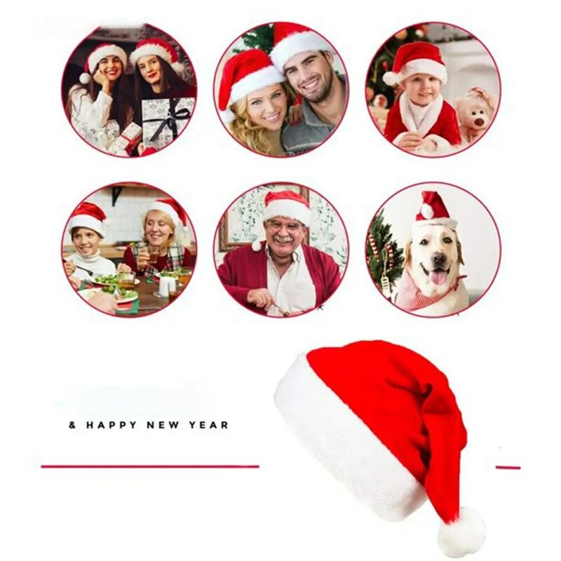Chapéu grosso de Papai Noel para adultos e crianças, decoração de Natal para casa, bonés de inverno, presentes de ano novo 2022