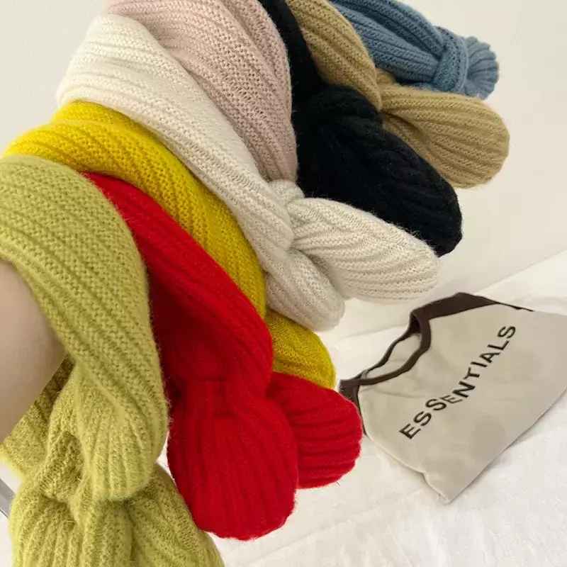 Candy Color Baby Knitted Scarf Autumn Winter Warm Scarves for Toddler Boy Girl Ins Kids Children Cross Neckerchief