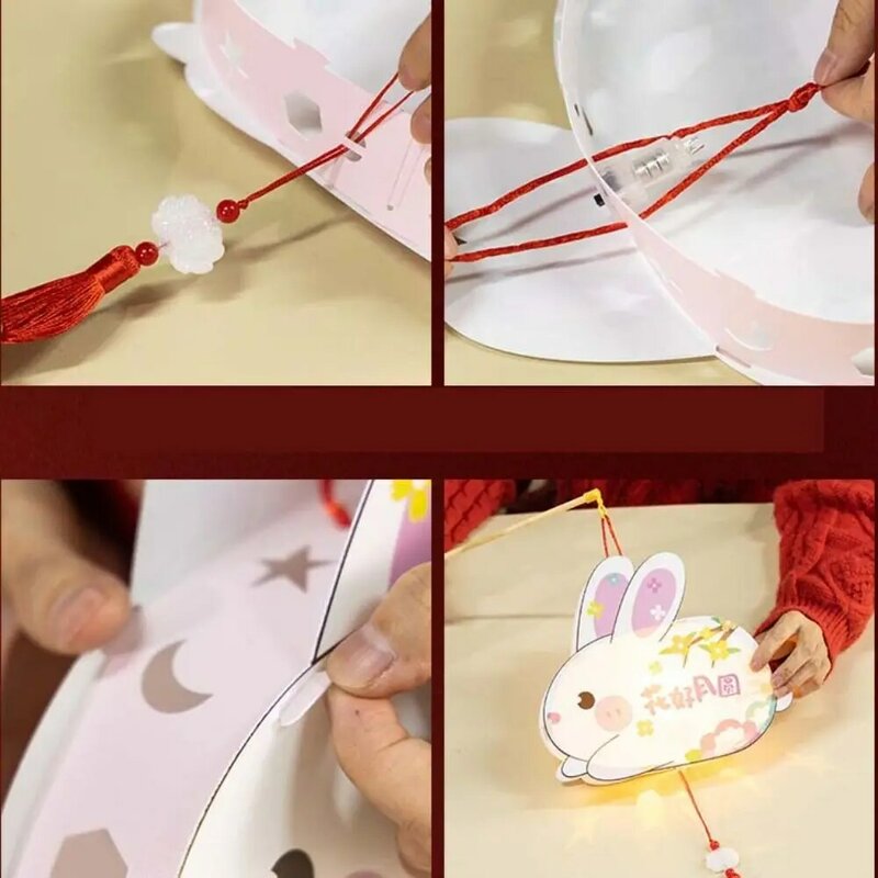 Lanterne cinesi Mid Autumn Festival lanterne fai da te fatte a mano per bambini materiale luci di coniglio luminose portatili
