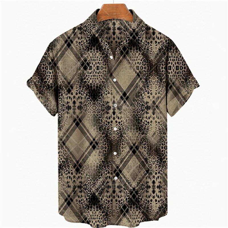 2023 3d grafika z tygrysem koszule letnie męskie koszula hawajska z krótkim rękawem z nadrukiem w zwierzęcy wzór koszule plażowe Plus rozmiar 5xl