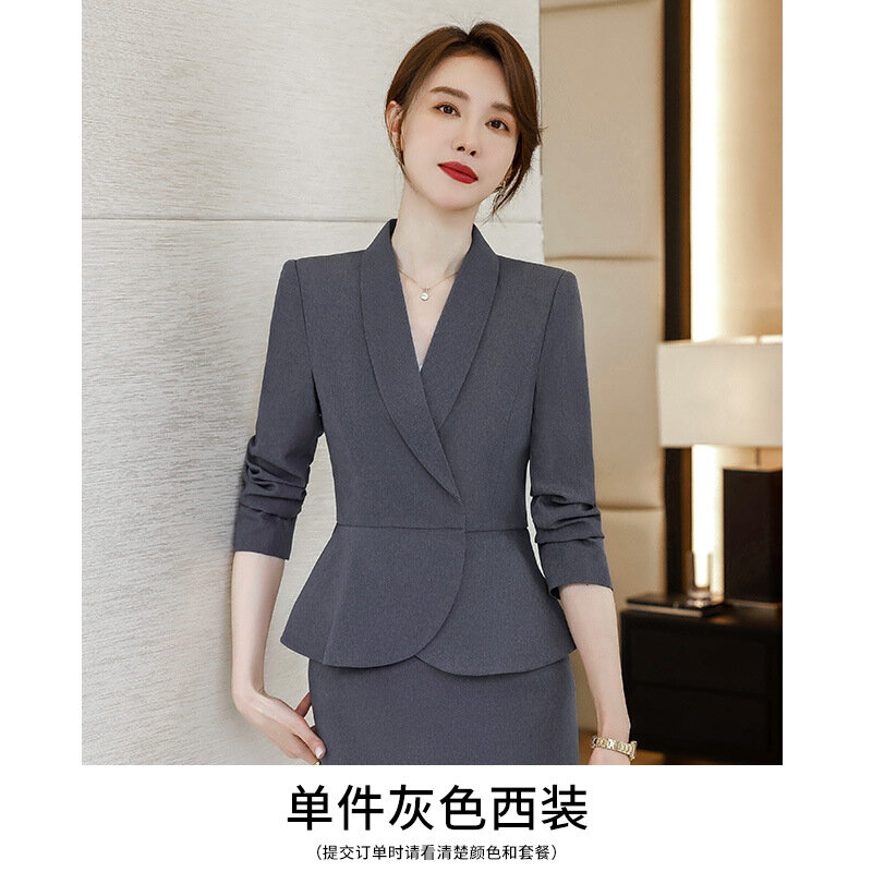 Jesienno-zimowa moda koreański szary garnitur odzież robocza wysokiej klasy bogini Temperament dział sprzedaży hotelowej recepcji