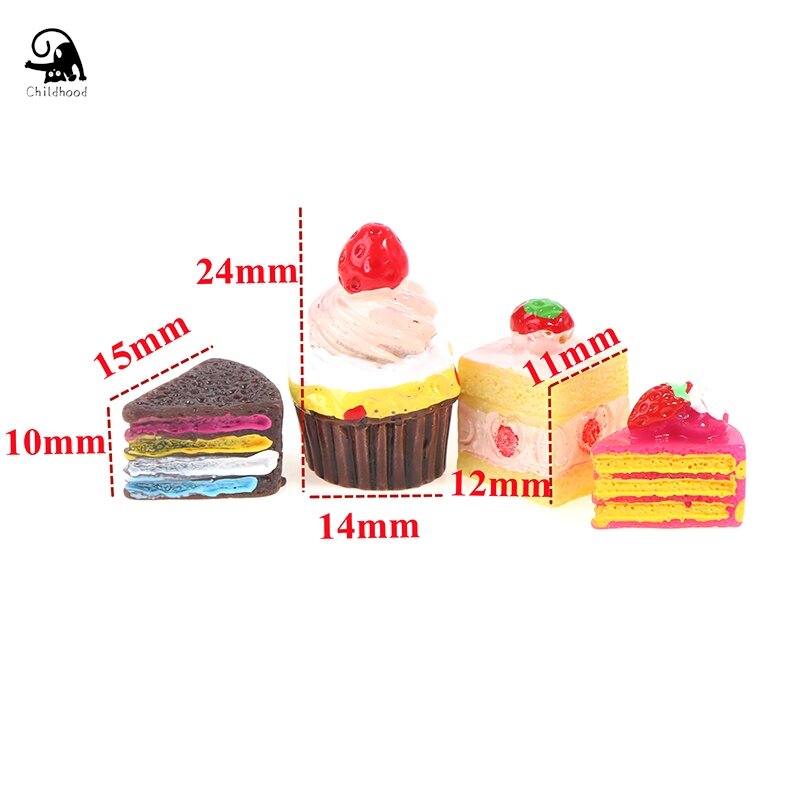 Mini cupcakes en miniatura para casa de muñecas, accesorios de cocina para decoración, 5 piezas, 1:12, comida, Mini pasteles, aperitivo de fresa, postre, BJD
