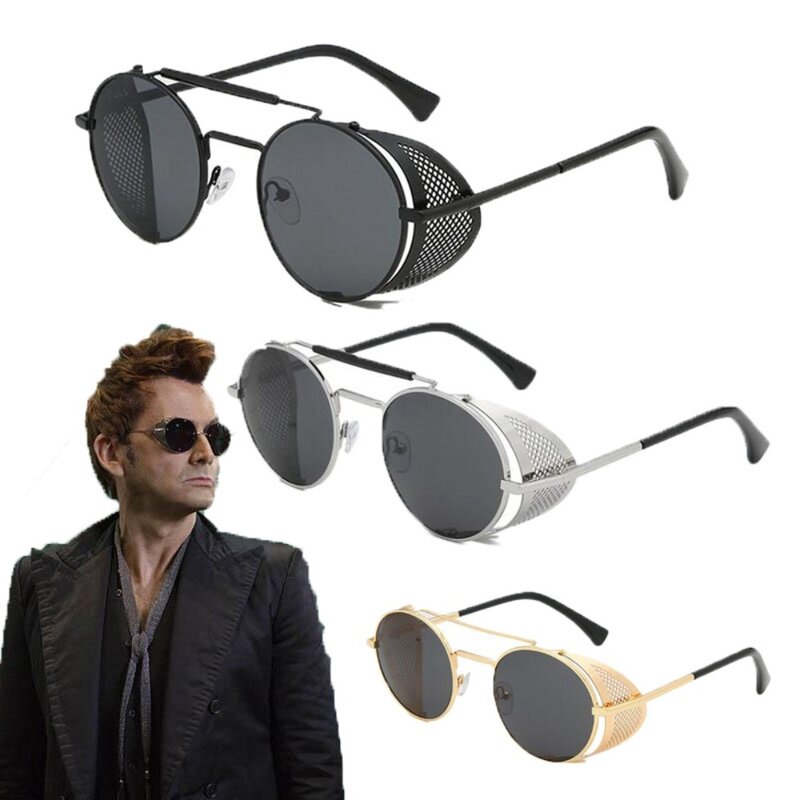 Солнцезащитные очки Good Omens Devil Crowley David tenнан реквизит для косплея ретро круглые металлические солнцезащитные очки стимпанк мужские и женские очки