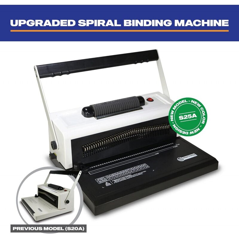 PrintFinish Coilbind S25A Upgraded Spiral Coil Binding Machine - with Electric Coil Inserter - Professionally Bind Presentations