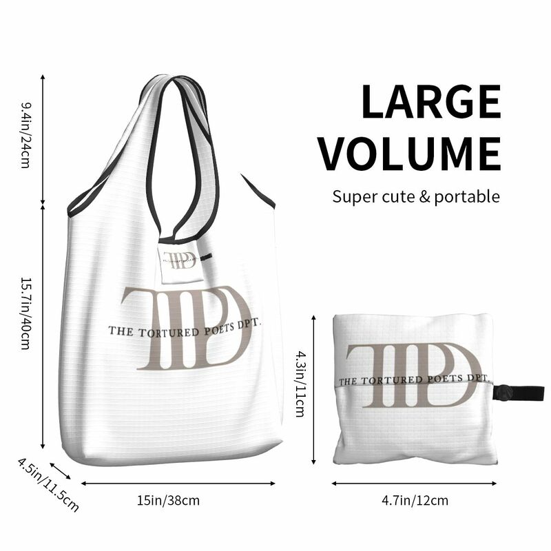 Reusable The Tortured Poets Department TTPD Swifts Grocery Bags Foldable Machine Washable Shopping Bag Large Eco Storage Bag
