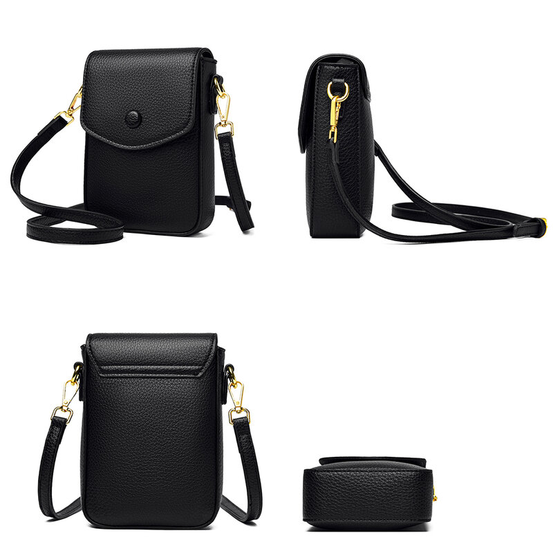 Mini bolso de hombro de cuero de alta calidad para mujer, bolsos cruzados para mujer, bolso de teléfono móvil, diseñador de lujo, Color sólido, nuevo