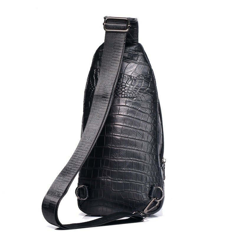 Crocodile Pattern Chest Bag Men's Genuine Leather Crossbody Bag