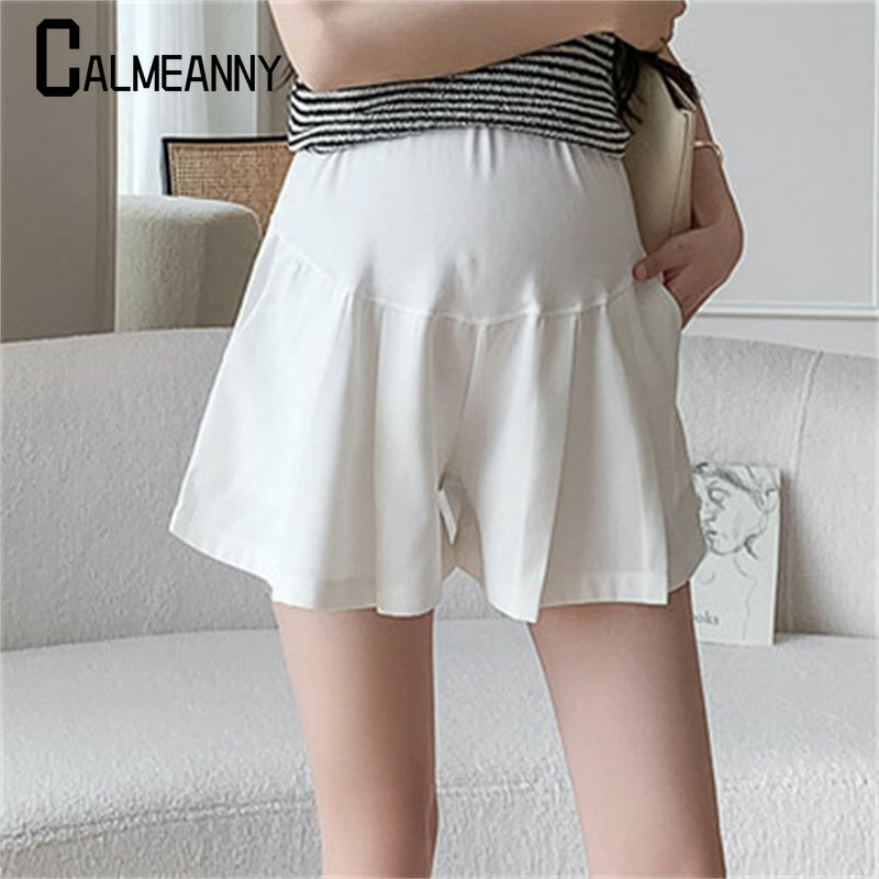 Women Shorts 2023 Summer Fashion New Style Korean Edition Solid Basic Loose Versatile High Waist Wed Leg Maternity Clothes Trend