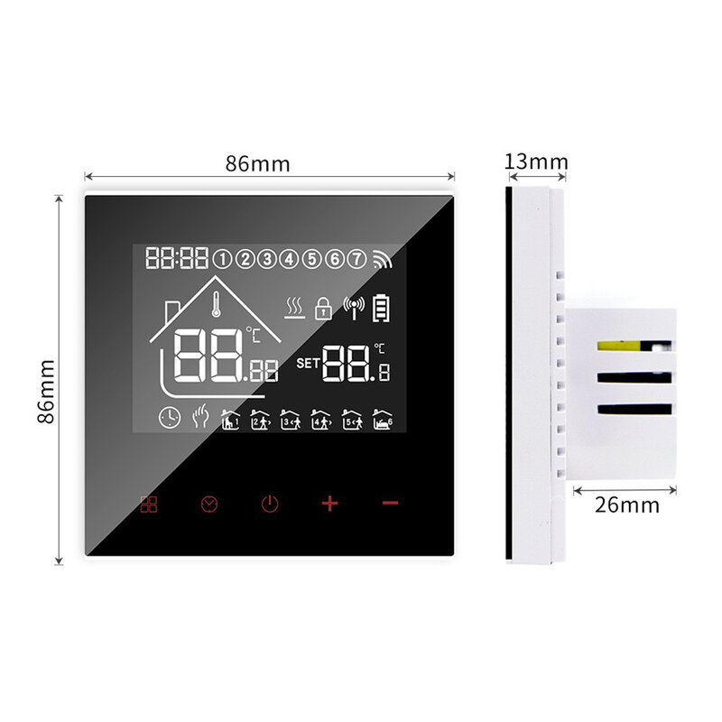 Inteligente LCD Água Piso Aquecimento Termostato, Conexão Wi-Fi, Controle De Temperatura Precisa E Programa, Tuya