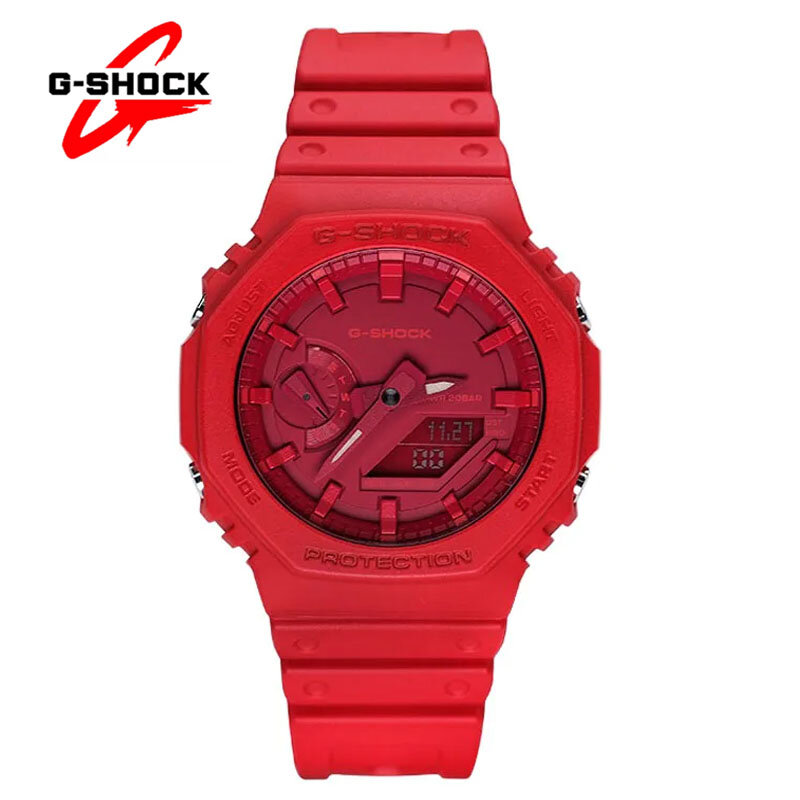 G-Shock 남성용 GA-2100 쿼츠 시계, 다기능 야외 스포츠, 충격 방지 LED 다이얼, 듀얼 디스플레이 시계, 캐주얼 패션