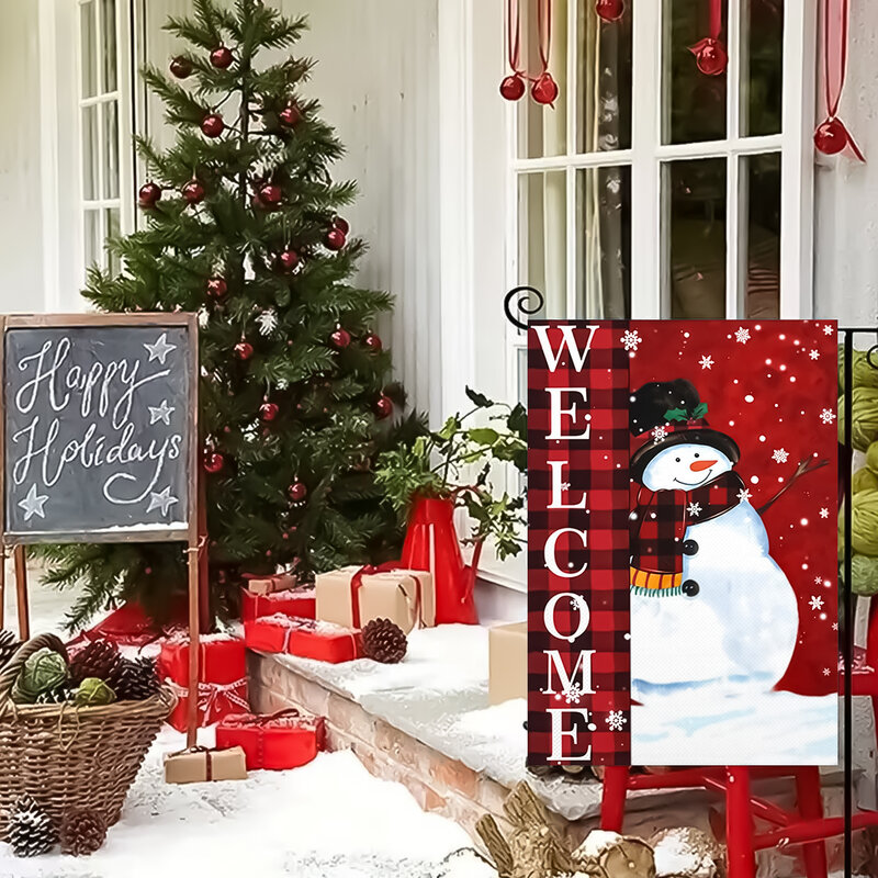1pc Glocke, Schneemann, Elch muster, doppelseitig bedruckte Garten flagge, Weihnachts hof hof dekoration, ausgenommen Fahnenmasten