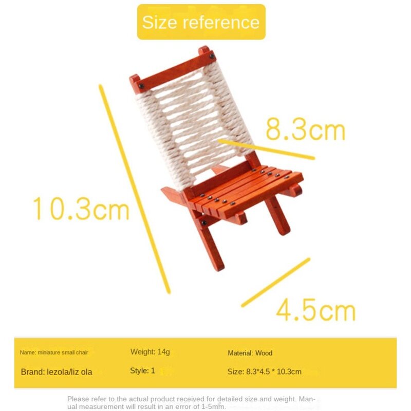Wooden Dollhouse Foldable Deck Chair Model Miniature Doll House Chair Furniture Chair Toy Dollhouse Mini Foldable Chair