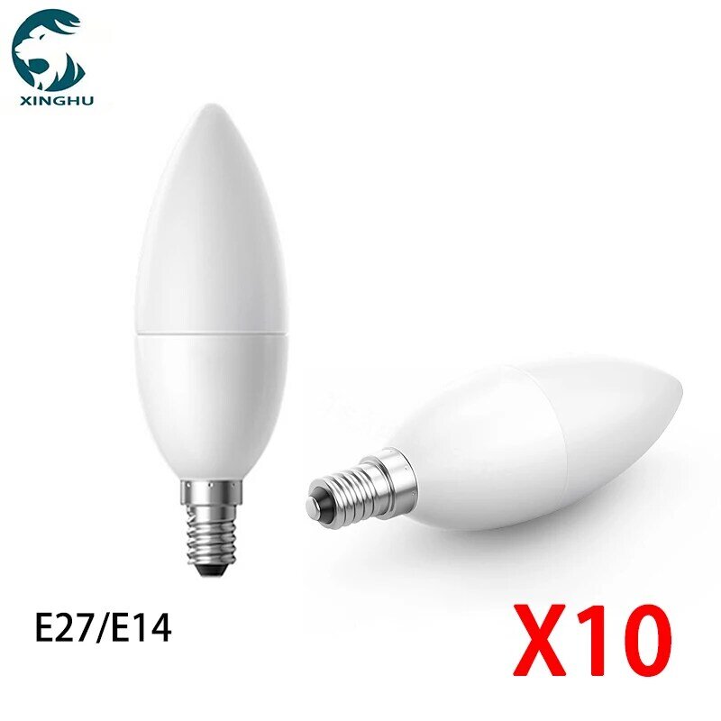 10 개/몫 E14 E27 LED 촛불 전구 AC 220V led 샹들리에 램프 3W 6W 7W 9W 침실 램프 장식 조명 에너지 절약