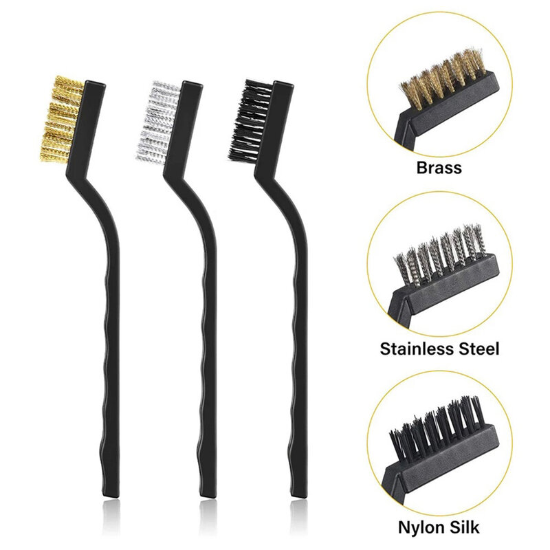 1/3pc Cleaning Brush For Stainless Steel Copper Nylon Wire Rust Scrub Remove Cleaning Tools And Accessories For Machinery Molds