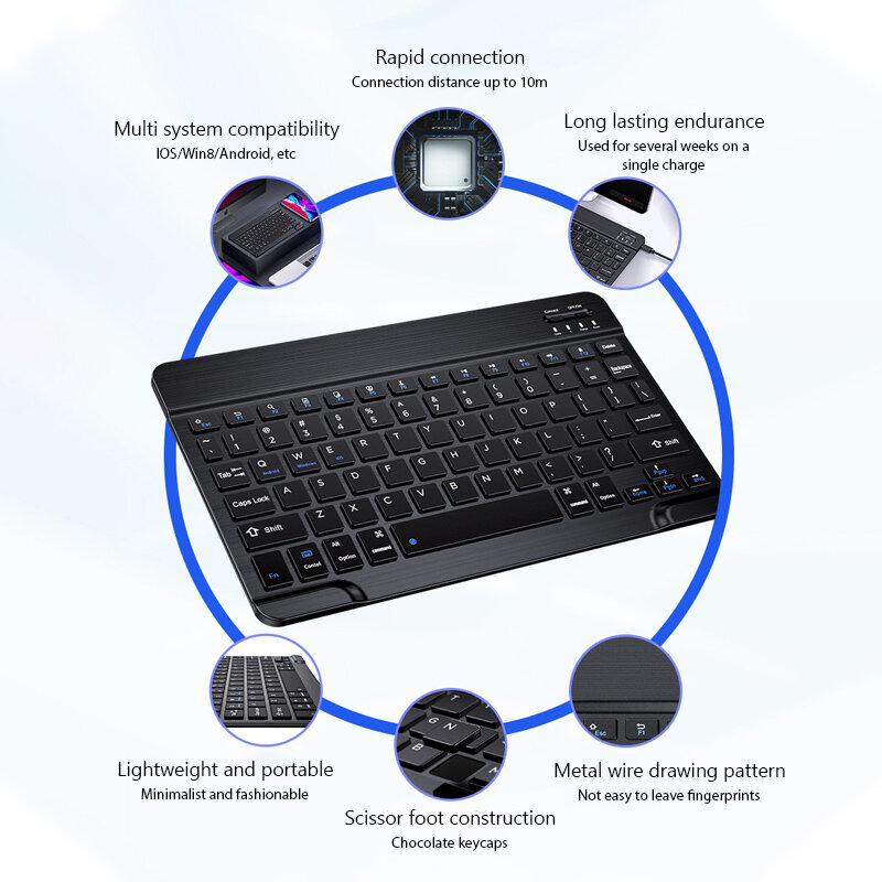 Mini clavier de jeu portable sans fil Bluetooth aste, ordinateur portable, tablette, téléphone, iPad, Android, Samsung