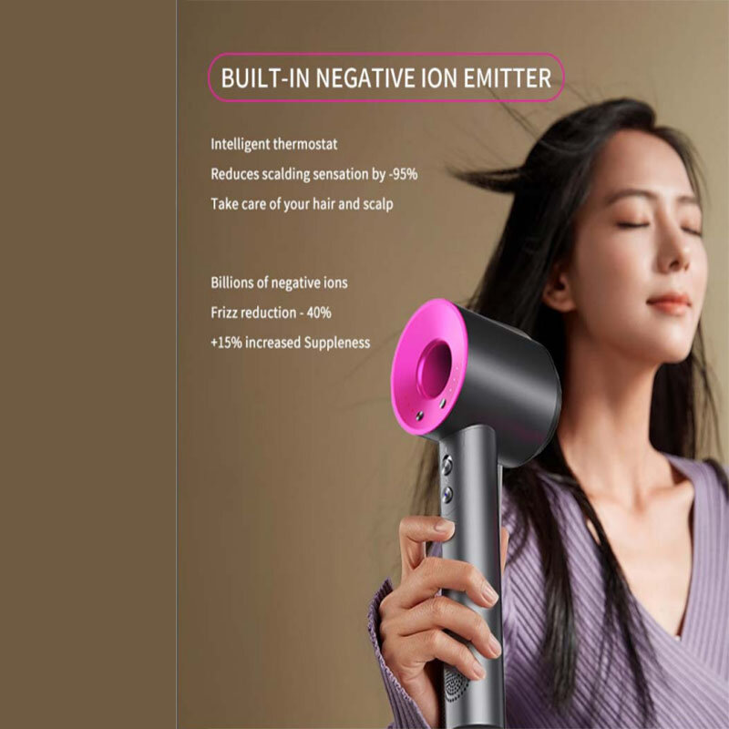 Alta velocidade elétrica cabelo secador, profissional sopro secador, cuidados com os cabelos íon negativo, redução de ruído, temperatura constante