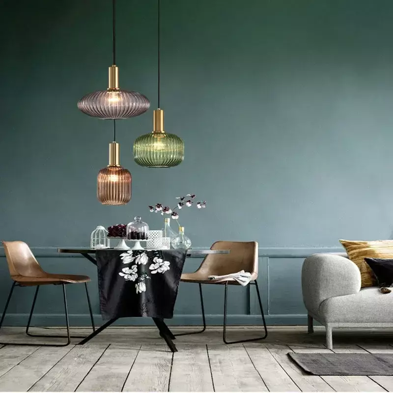 Винтажные стеклянные подвесные светильники E27 в скандинавском стиле, люстра для столовой, кухни, спальни, прикроватная лампа, домашний декор, подвесной светильник