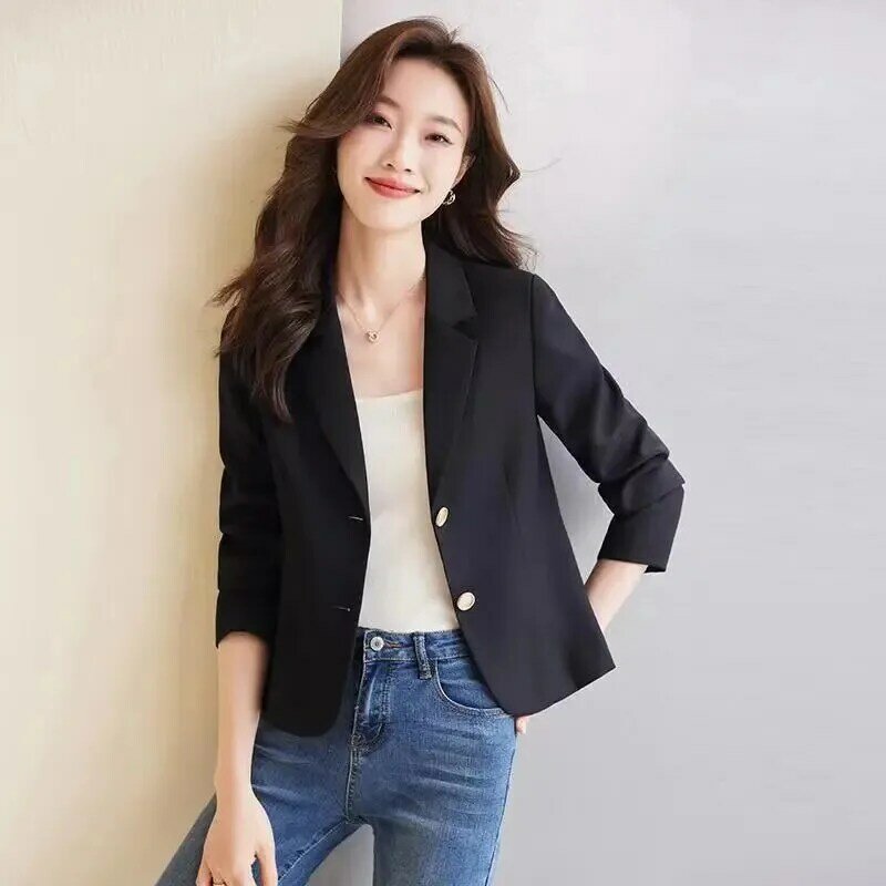 Женская модель 2023, новинка, весенне-осенняя модная маленькая верхняя одежда, женский костюм, пальто, женская Корейская Повседневная Верхняя одежда