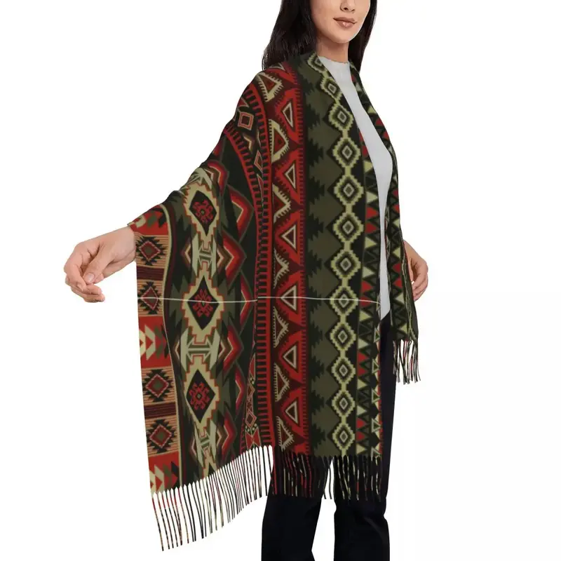 Геометрический орнамент, керамические обои, текстильные паутины, Женская шаль из пашмины, шарф с бахромой, длинный большой