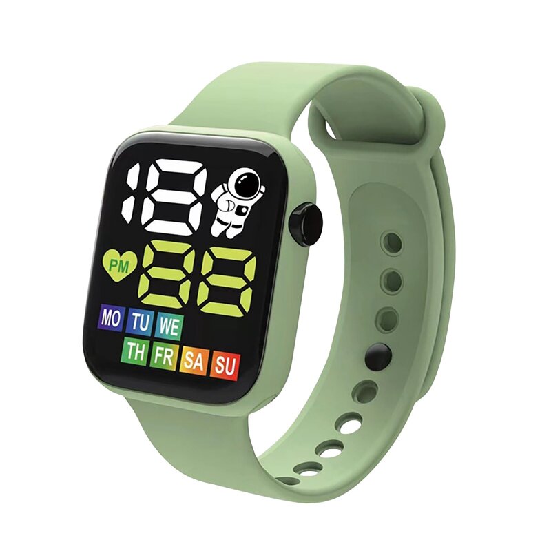 Wodoodporny zegarek dla dzieci z zegarki elektroniczne wyświetlaczem Led kwadratowa tarcza sportowe zegarek z paskiem silikonowym cyfrowy nadgarstek