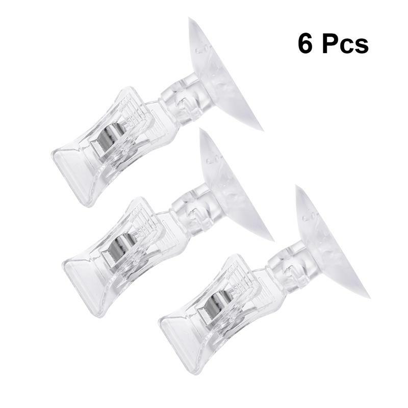 6pcs Professional Fodder Clamps Plastic Suction Cup Feeding Clips Seaweed Feeders For Fish Tank Aquariums