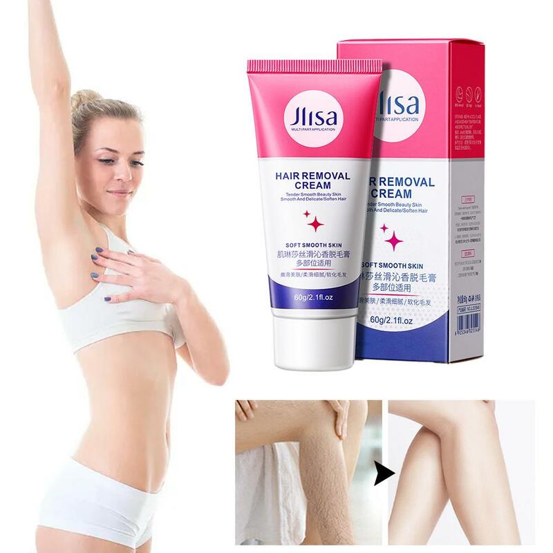 Crema de depilación sedosa para mujeres y hombres, cuidado suave de la piel, depilación en las axilas, piernas y extremidades, suministros de cabello duraderos Z0O6, 60g