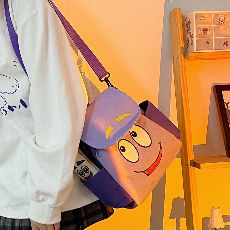 กระเป๋าเป้สะพายหลัง Kawaii Disney Dora The Explorer รูปตัวการ์ตูนใหม่กระเป๋าสะพายข้างความจุขนาดใหญ่นักเรียน A4กระเป๋าโรงเรียน