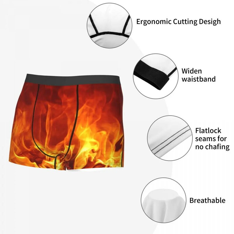 Burning Man Underwear Bright Fire Boxer Shorts Panties Sexy Soft Underpants for Male Plus Size