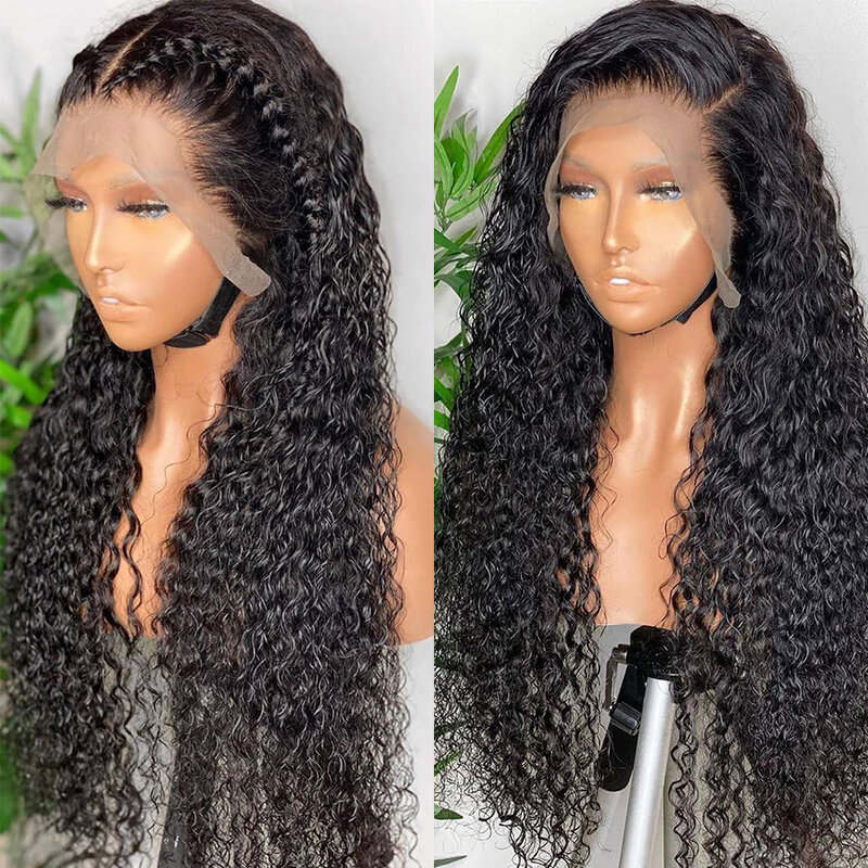 Blackmoon Curly Lace Front Wigs for Women Brazilian Human Hair Water Curly 13x4 Transparent Pre Plucked Frontal Wigs 180 Density