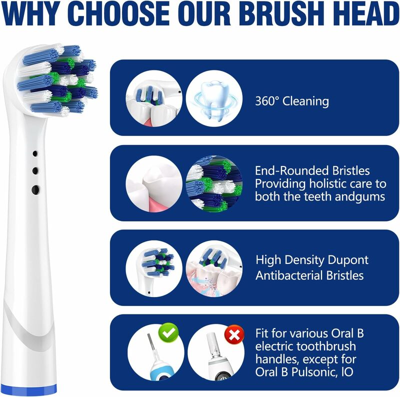 4/8/12/16PCS EB50 Multi Angle Clean Replacement Brush Heads For Oral B D12 D16 D100 Cross Action Electric Toothbrush Heads