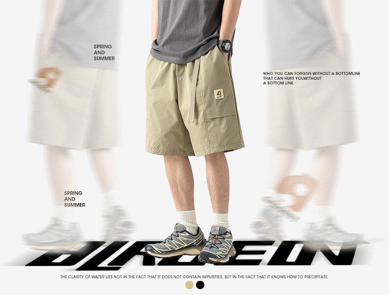 Pantalones cortos Cargo con cinturón de hebilla para hombre, diseño de hojas sueltas, Vintage, informal