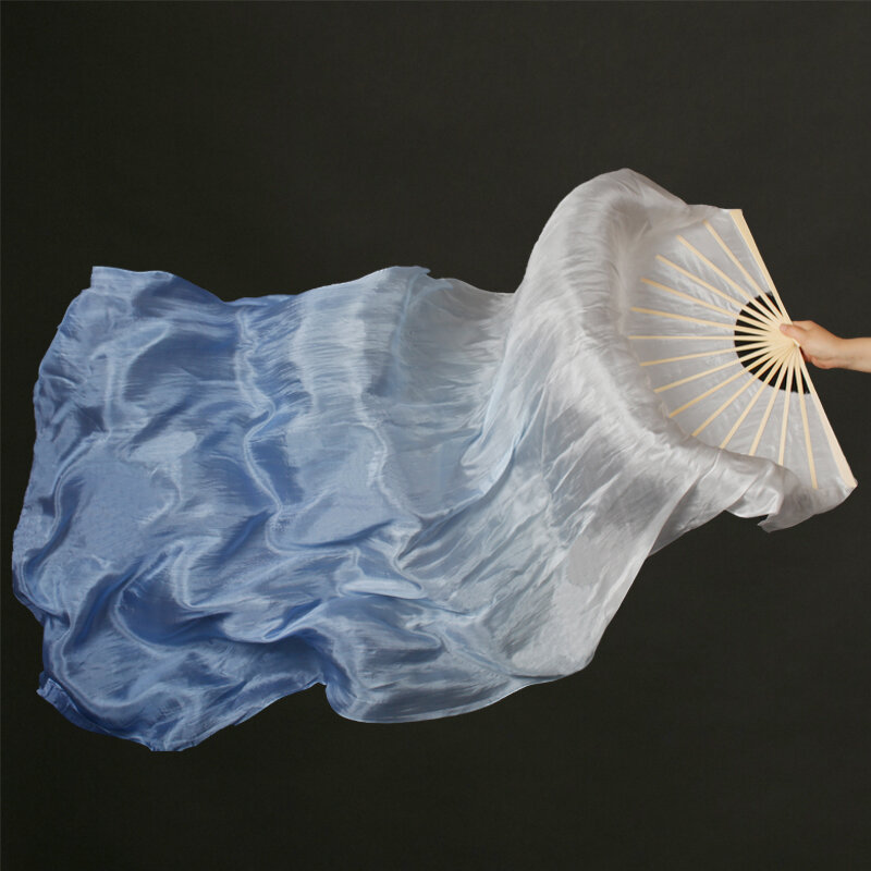 Professional Bellydance Silk Veils Light น้ำหนัก100% ผ้าไหมพัดลมมือที่มีสีสัน Dancer Performance Props Extra ยาว Flowy 1.8M