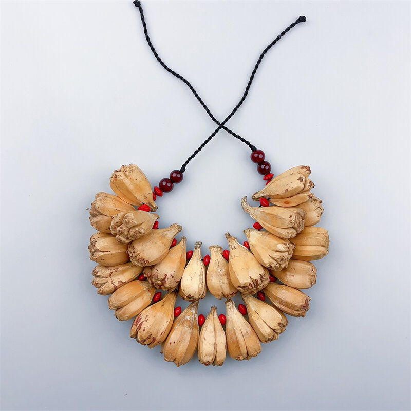 50Pcs Wholesale Samoa Ula Fala Earrings and Necklace Set for Ladies Natural Pandanus Fruit Formal Occasion Ceremonial Necklace