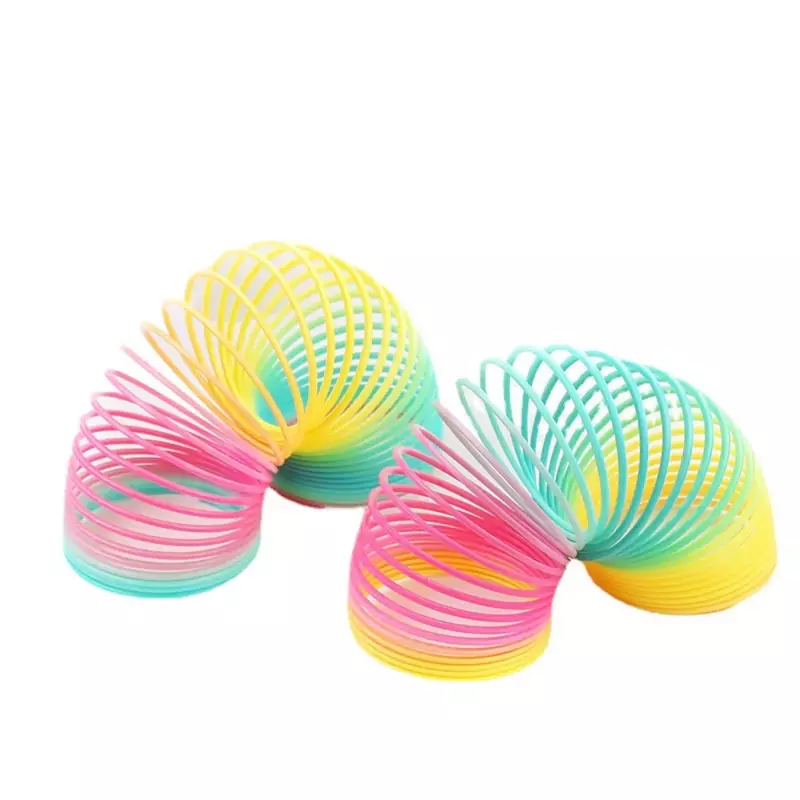 1 buah lingkaran pelangi warna-warni mainan sulap lucu pengembangan awal pendidikan lipat plastik pegas koil mainan kreatif anak-anak