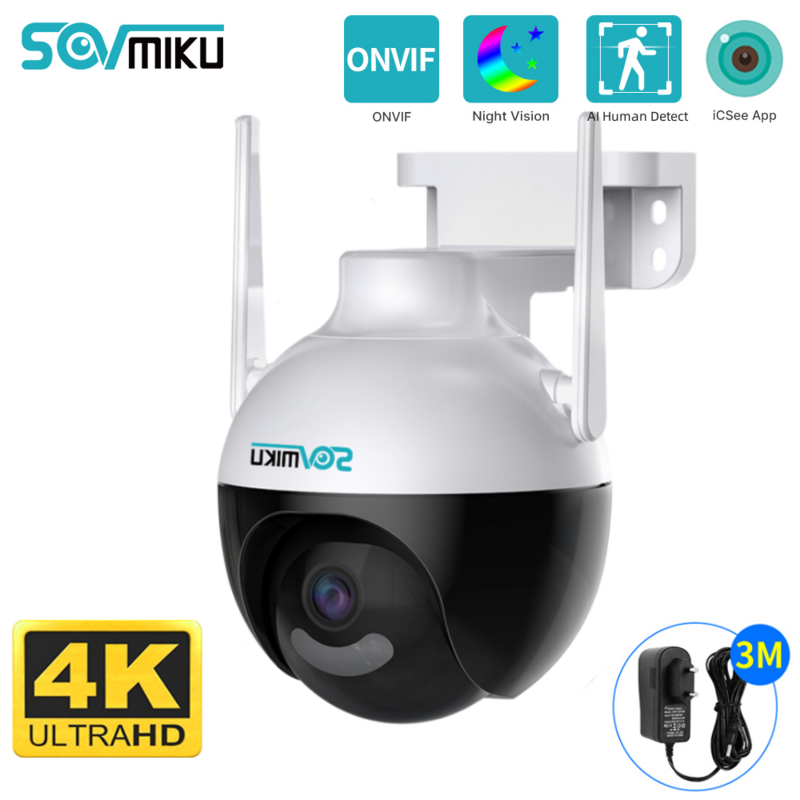 Умная PTZ-камера видеонаблюдения 8 Мп, 4K, Wi-Fi, 5-кратный цифровой зум, датчик обнаружения человека, ONVIF, ночное видение, IP-камера видеонаблюдения, защита