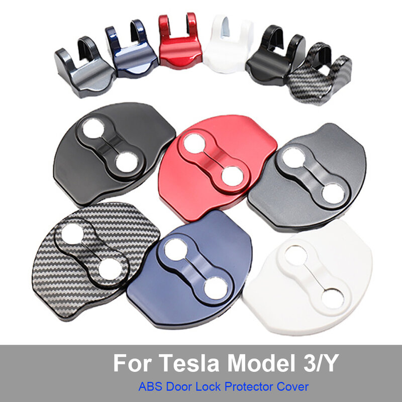 Per Tesla Model 3 Model Y Door Lock Protector Cover latch Door Stopper Covers Set di 6 accessori interni nero rosso blu