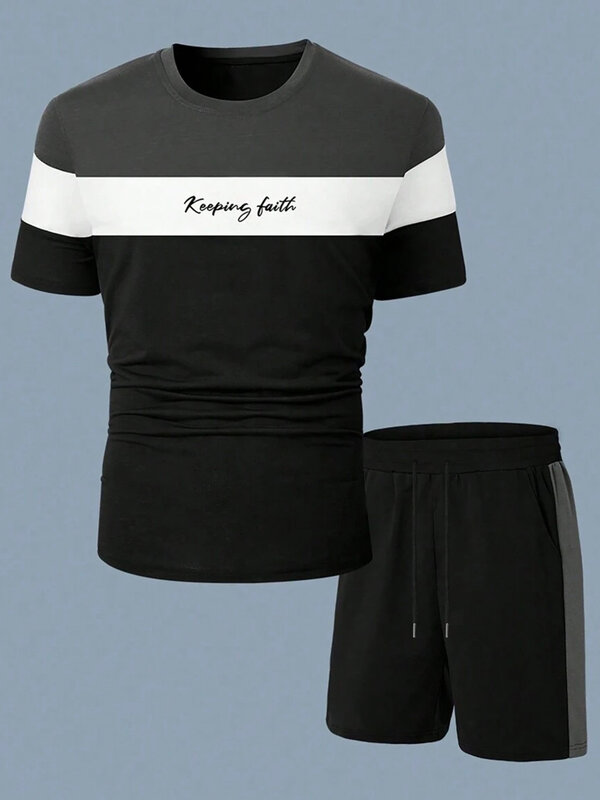 Летняя мужская Повседневная модная футболка с буквенным принтом, мужская спортивная одежда с принтом в спортивном стиле