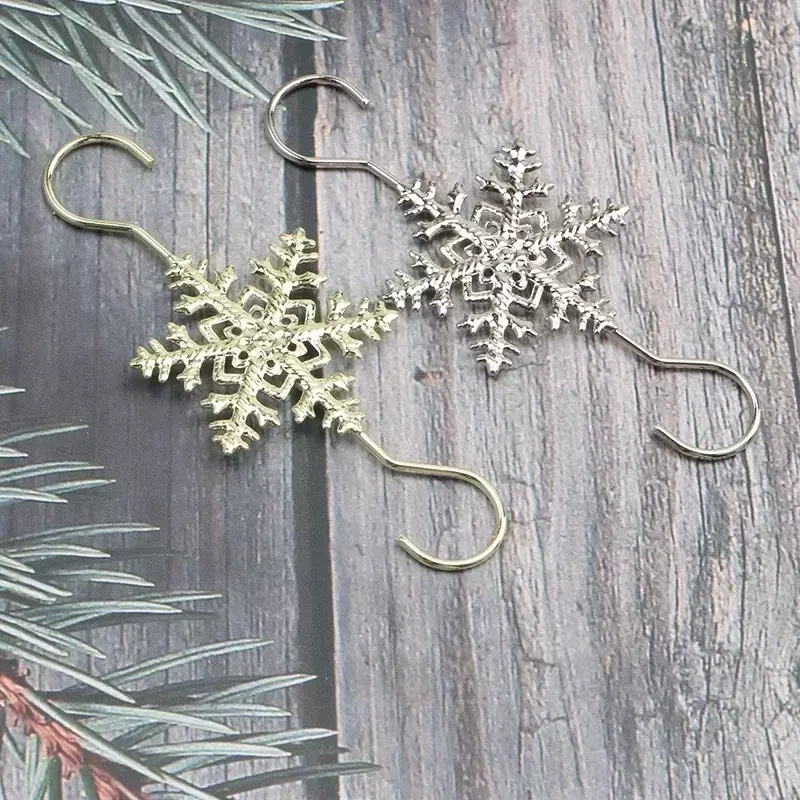 Natal kepingan salju kait emas kreatif baja nirkarat perlengkapan Natal penjualan laris aksesoris dekorasi liburan