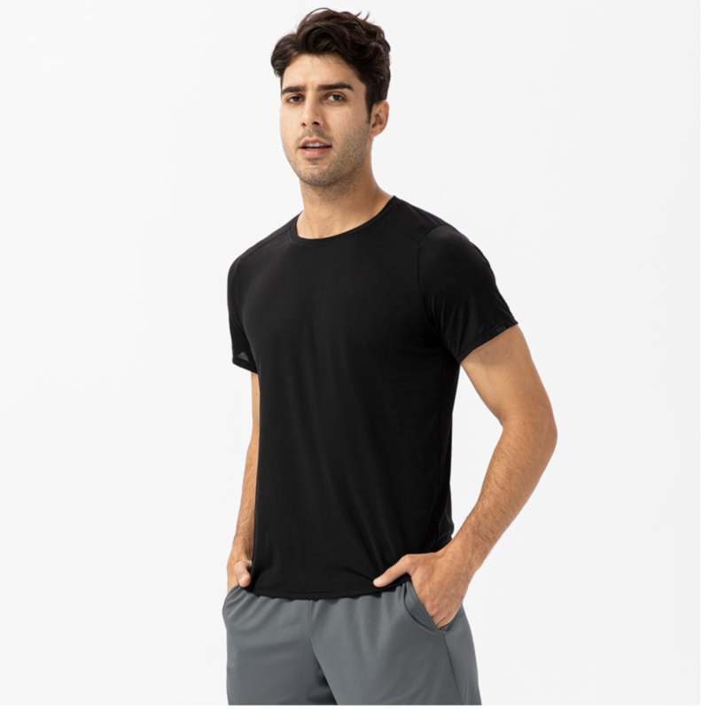 KE-Camiseta holgada de secado rápido para hombre, Camiseta de cuello redondo que absorbe el sudor, ropa transpirable de manga corta para fitness, Verano