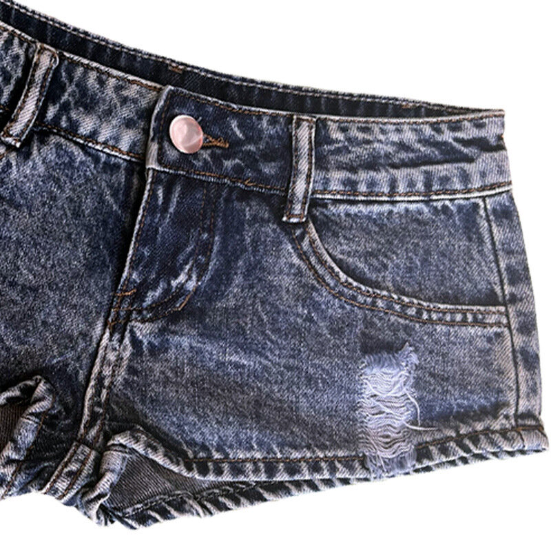 شورت جينز قصير مثير بخصر منخفض للسيدات سراويل قصيرة للنوادي الليلية والبارات والشواطئ