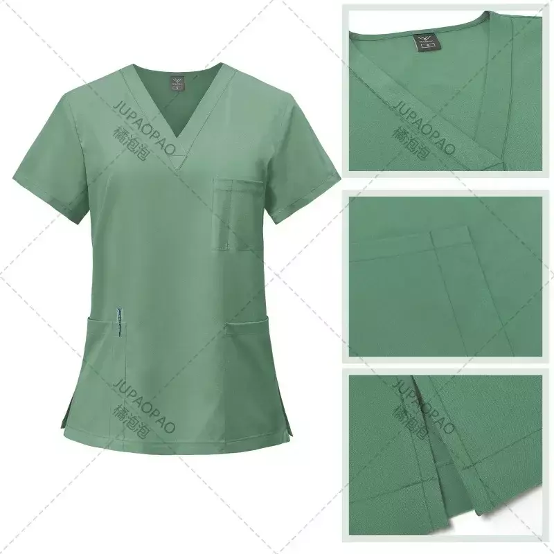 Spa-Uniform Met Korte Mouwen Vrouwen Ziekenhuis Verpleeguniform Multicolor Stretch Stof Dierenkliniek Werkkleding Verpleegkundige Accessoires