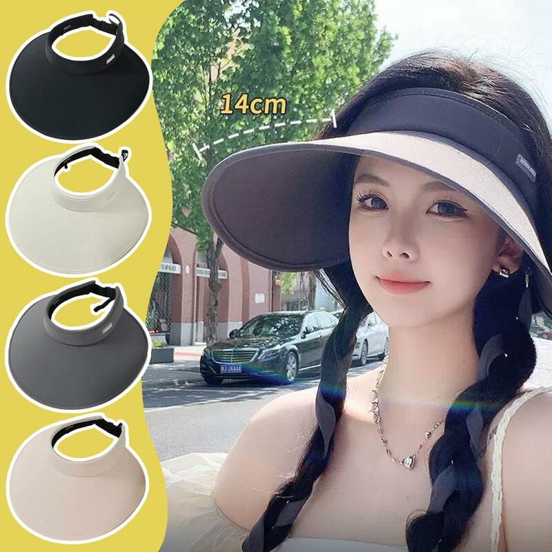 Topi matahari sutra es untuk Wanita Mode musim panas keren perlindungan UV topi matahari modis dapat dilipat dengan pinggiran besar W8H1