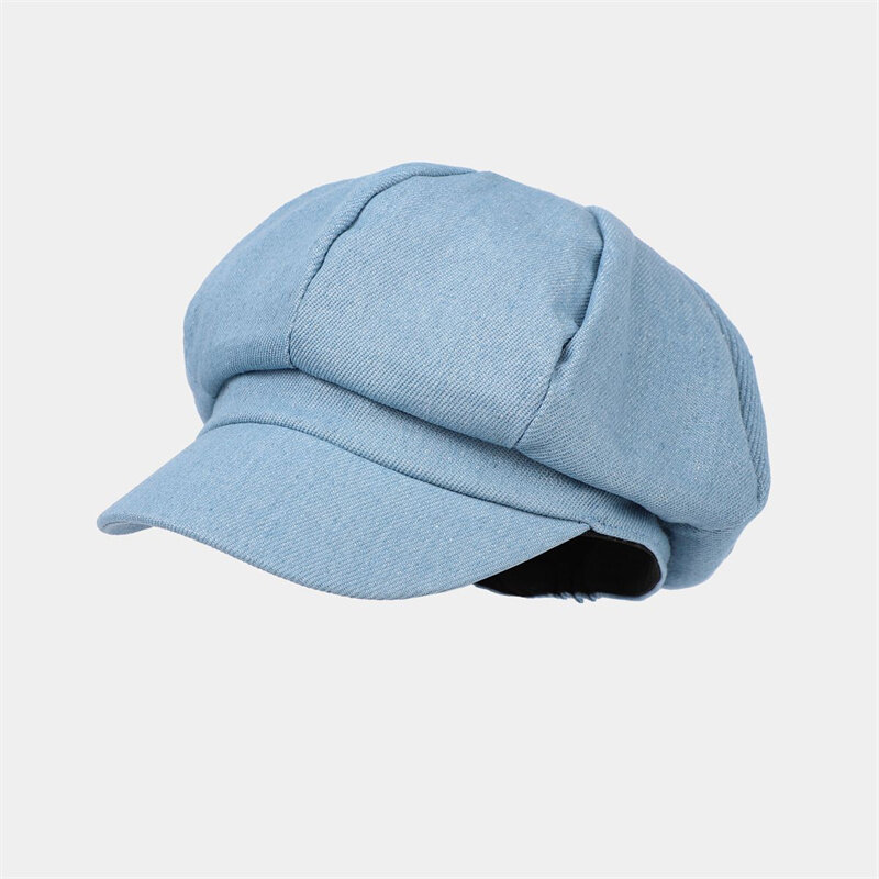 2023 Autumn Denim Solid Octagonal Hats for Women and Men Berets Painter Hat Beanie Cap 18