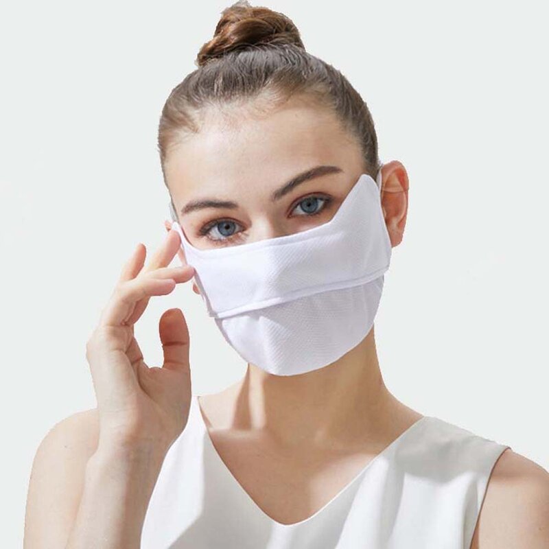 Маска для лица с защитой от УФ-лучей, шелковая маска с защитой от ультрафиолета, регулируемый шёлковый шарф, летняя маска для лица для бега