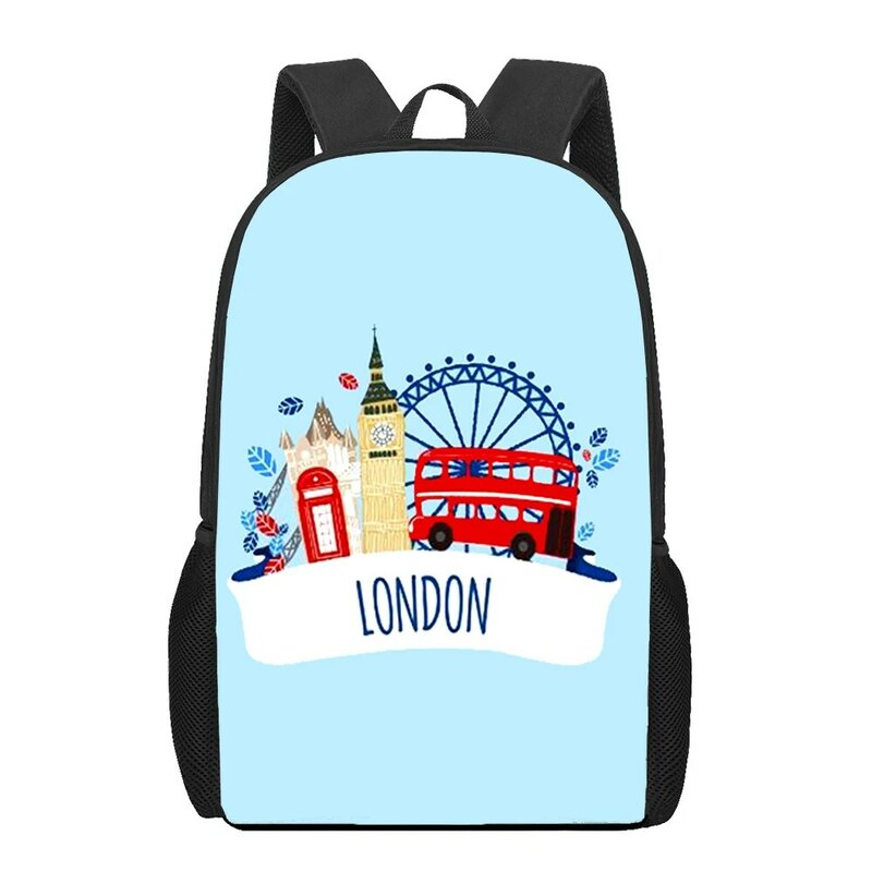 حقيبة مدرسية مطبوع عليها رسوم كارتونية إنكلترا أنا أحب لندن للفتيات المراهقات حقيبة كتب للأولاد والبنات حقيبة ظهر غير رسمية حقائب ظهر للسفر