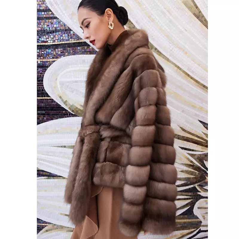 Casaco Real Fox Fur para mulheres, Casaco de chinchilla, Marcas de luxo, Casaco curto Fox Fur