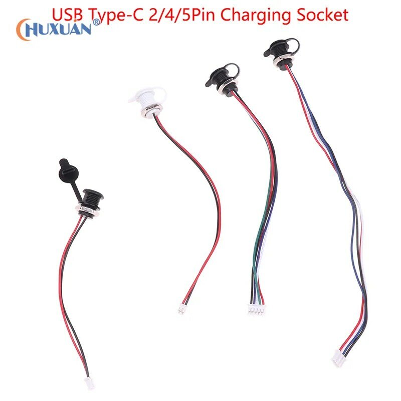 USB-C 2/4/5-контактный разъем для зарядки высокого тока с накидной гайкой PH2.0, USB-разъем, женский водонепроницаемый гнездовой разъем
